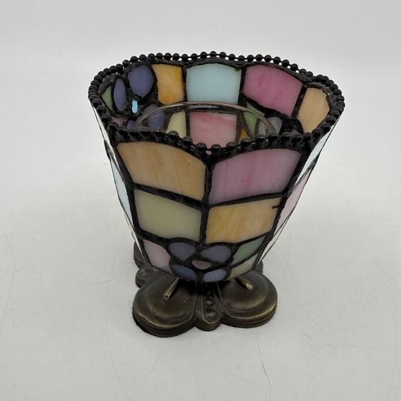 PartyLite Hydrangea Stained Glass Tiffany Style Votive Tea Light Candle Holders - Picture 5 of 8